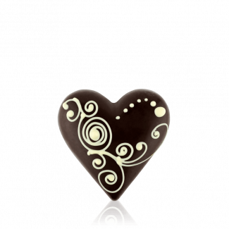 Серце середнє з чорного шоколаду з декором