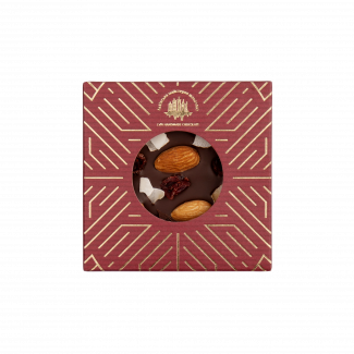 Dark chocolate with almond, cranberry and coconut