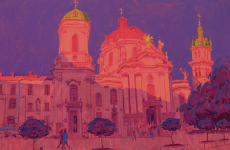 Листівка "Домініканський собор на заході сонця"